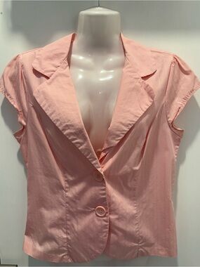 Forever 21 Women’s Short Sleeve Pink Button Front Blazer Top